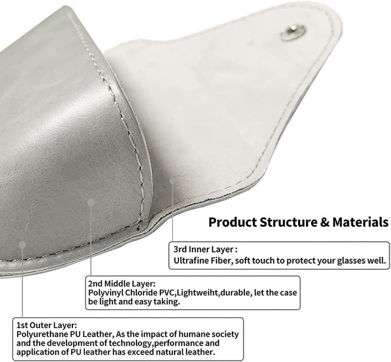 LogHog Portable Leather Glasses Case,Flexible Sunglasses Pouch Slim Case for Women Men Horizontal Eyeglass Case - Image 2